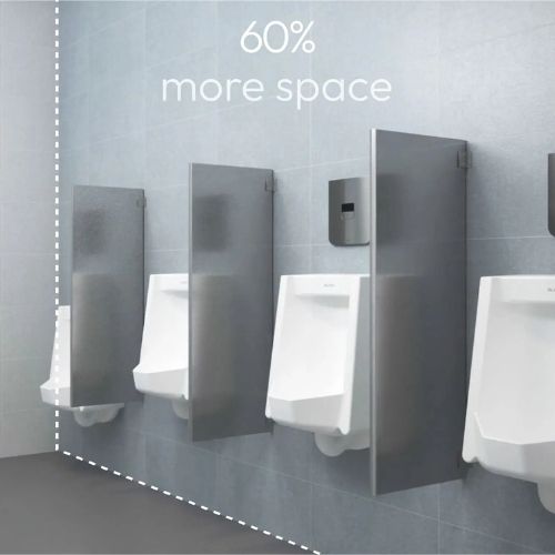 Row of Sloan touchless urinals with increased restroom space
