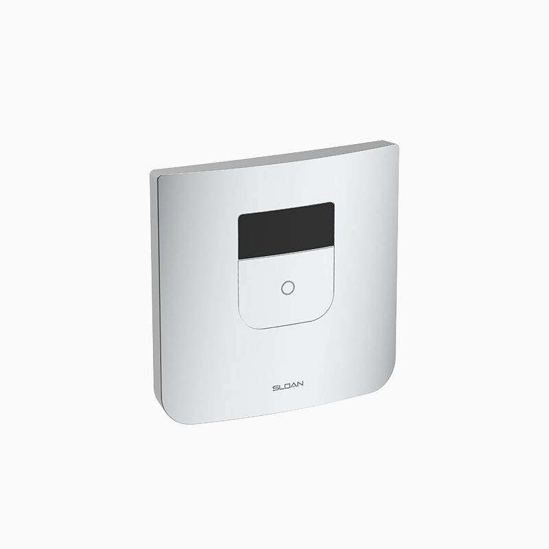 Sloan polished chrome sensor plate with black sensor window and rounded edges for a modern, minimal look.