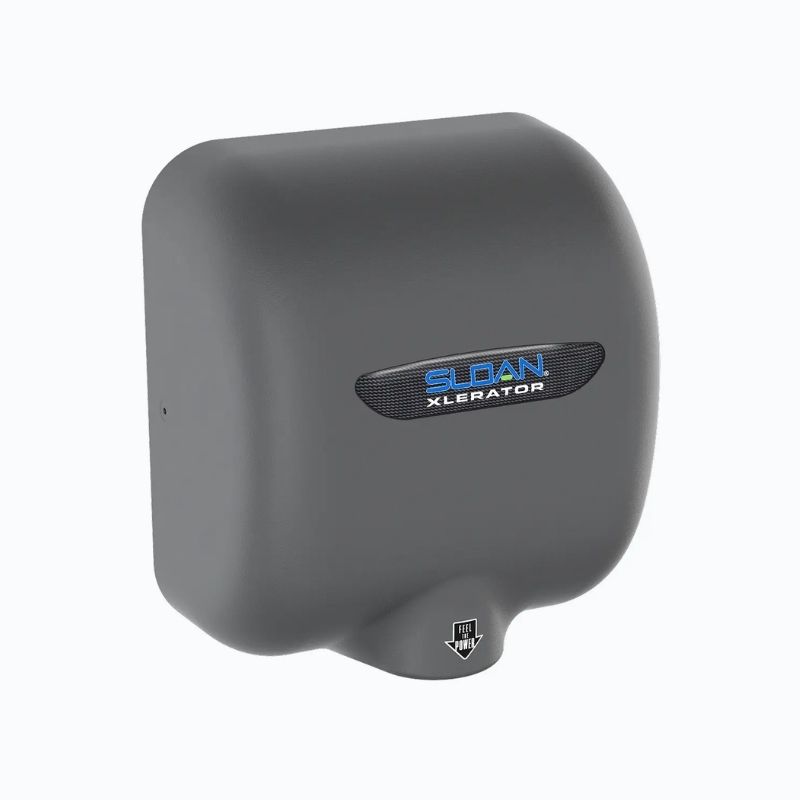 Stainless steel Sloan Optima Air hand dryer with a sleek, brushed finish.